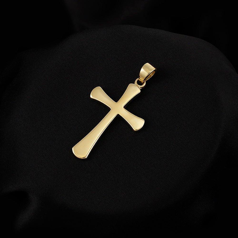 Yellow Gold Oval Ends Plain Cross
