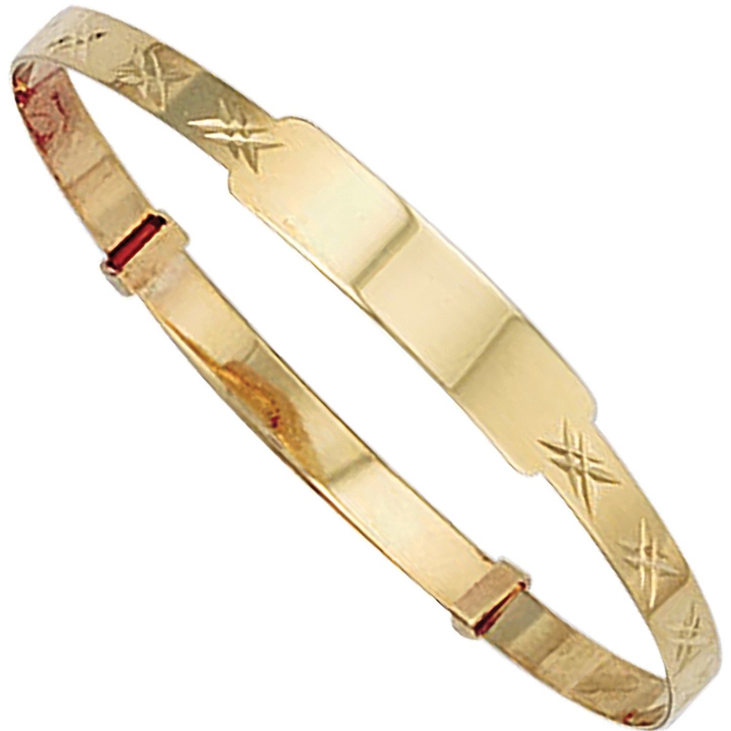 Yellow Gold Diamond Cut Expandable ID Baby Bangle - 41.1mm