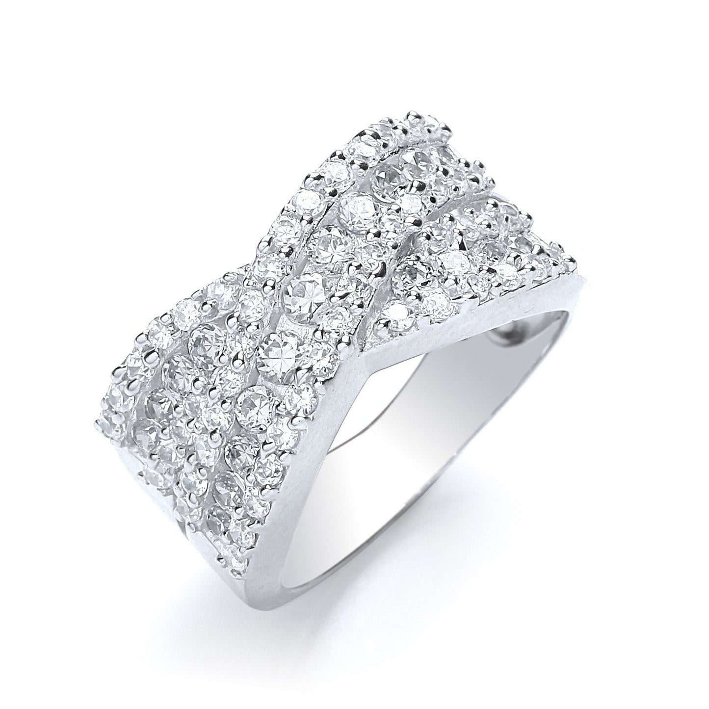 Crossover Round Brilliant Cubic Zirconia Ring