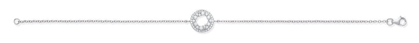 Silver Cubic Zirconia Circle of Life Ladies Bracelet