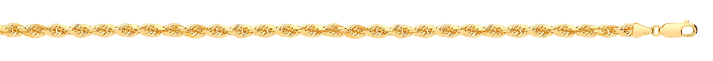 Yellow Gold Diamond Cut 4.2mm Solid Rope Chain