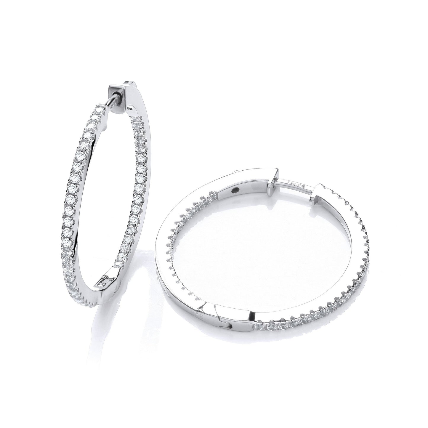 Micro Pave Round Hoop Cubic Zirconia Earrings