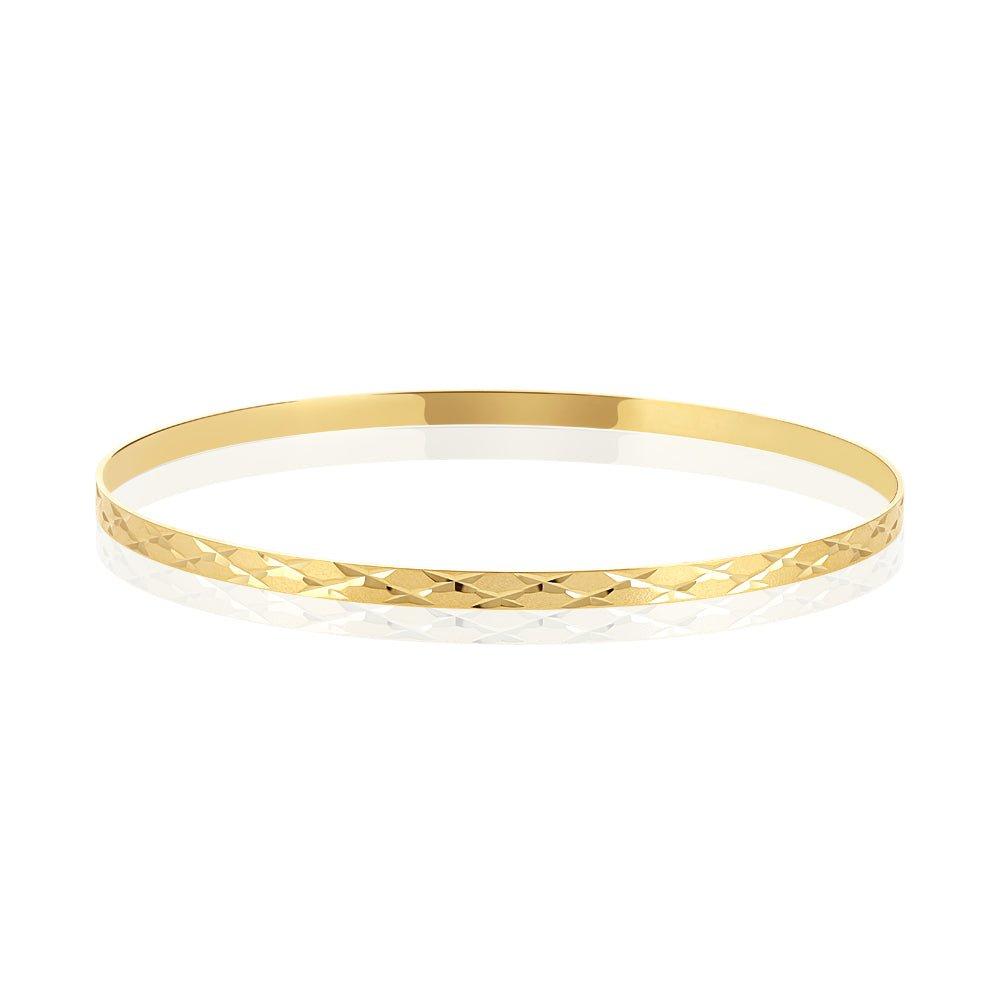 Yellow Gold 3mm Diamond Cut Slave Bangle