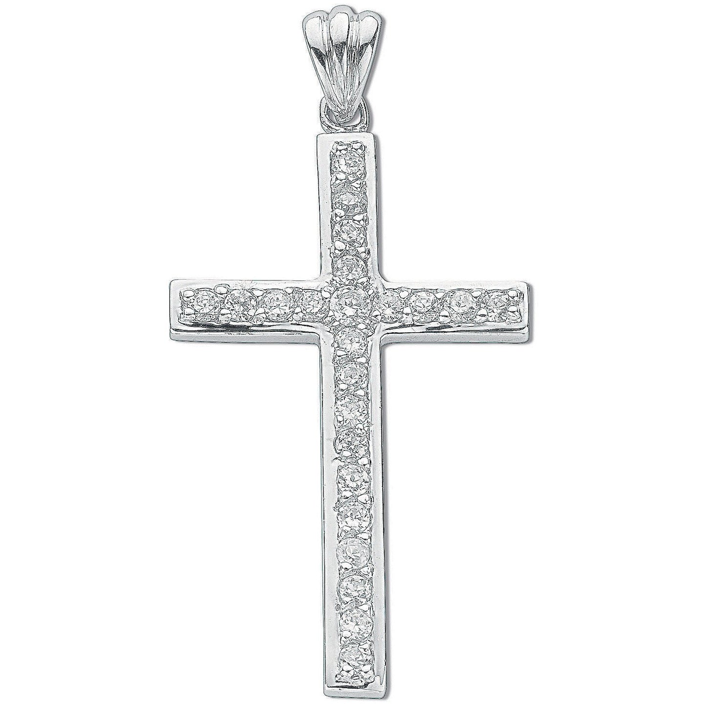 Silver Cubic Zirconia Cross - 22mm