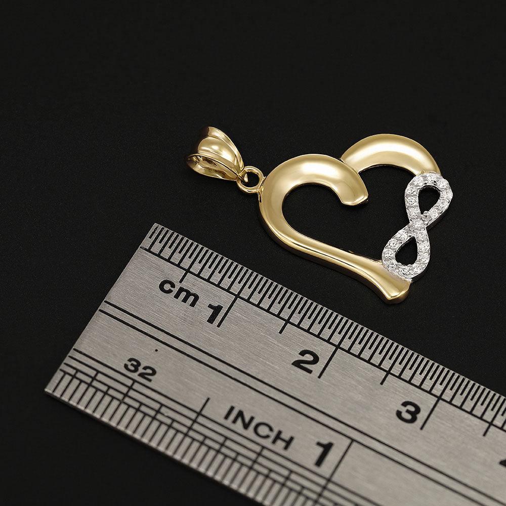 Yellow Gold Cubic Zirconia Infinity, Heart Pendant