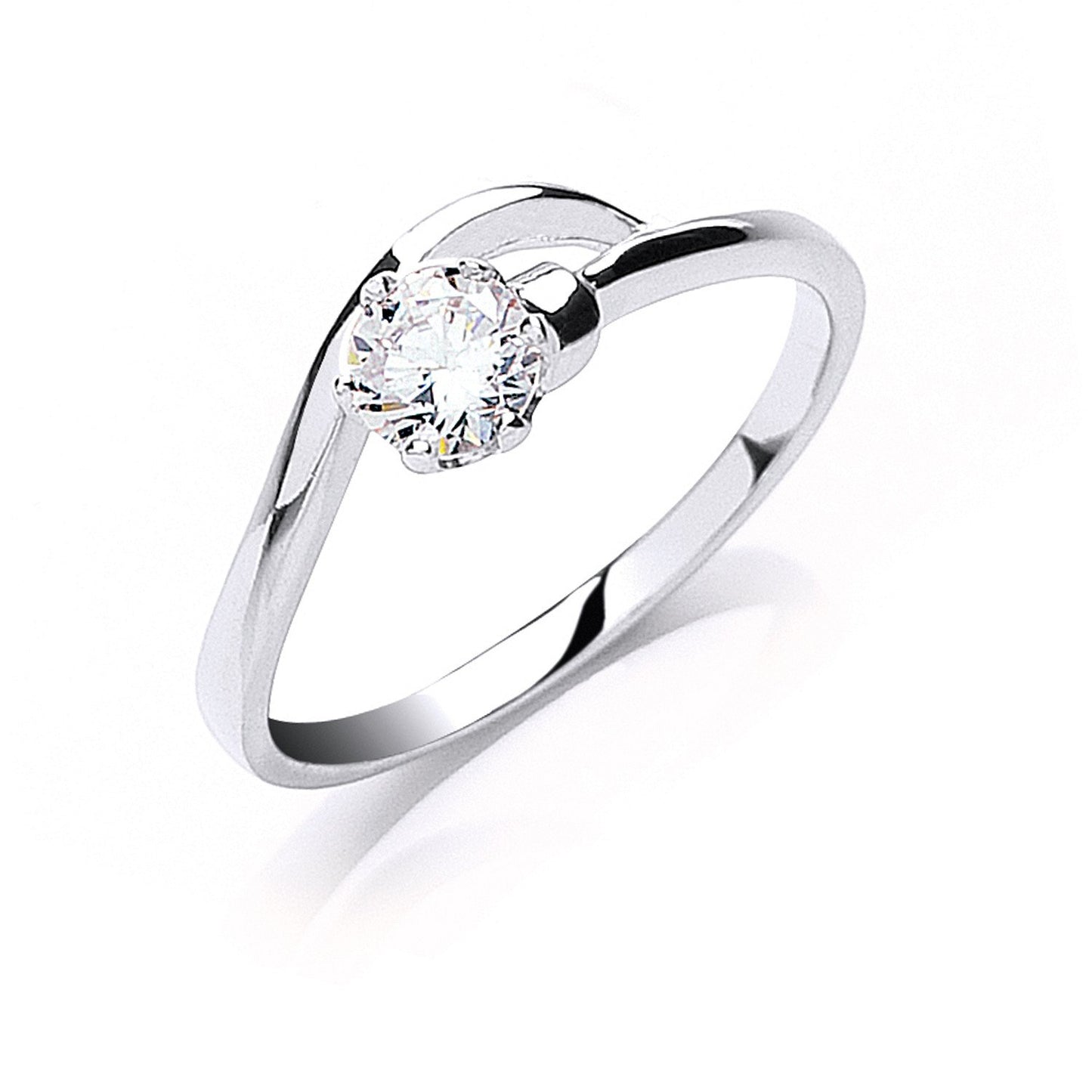 Silver Claw Set Cubic Zirconia Solitaire Ring (HNN-CA7A71)
