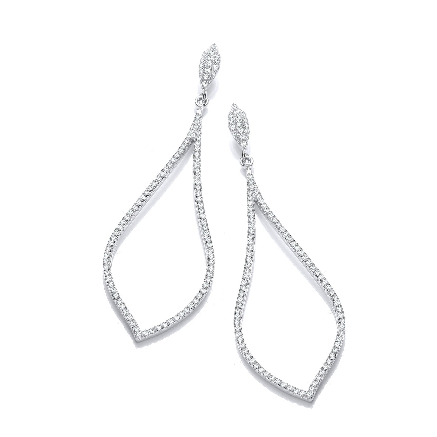 Micro Pave Long Teardrop Cubic Zirconia Earrings