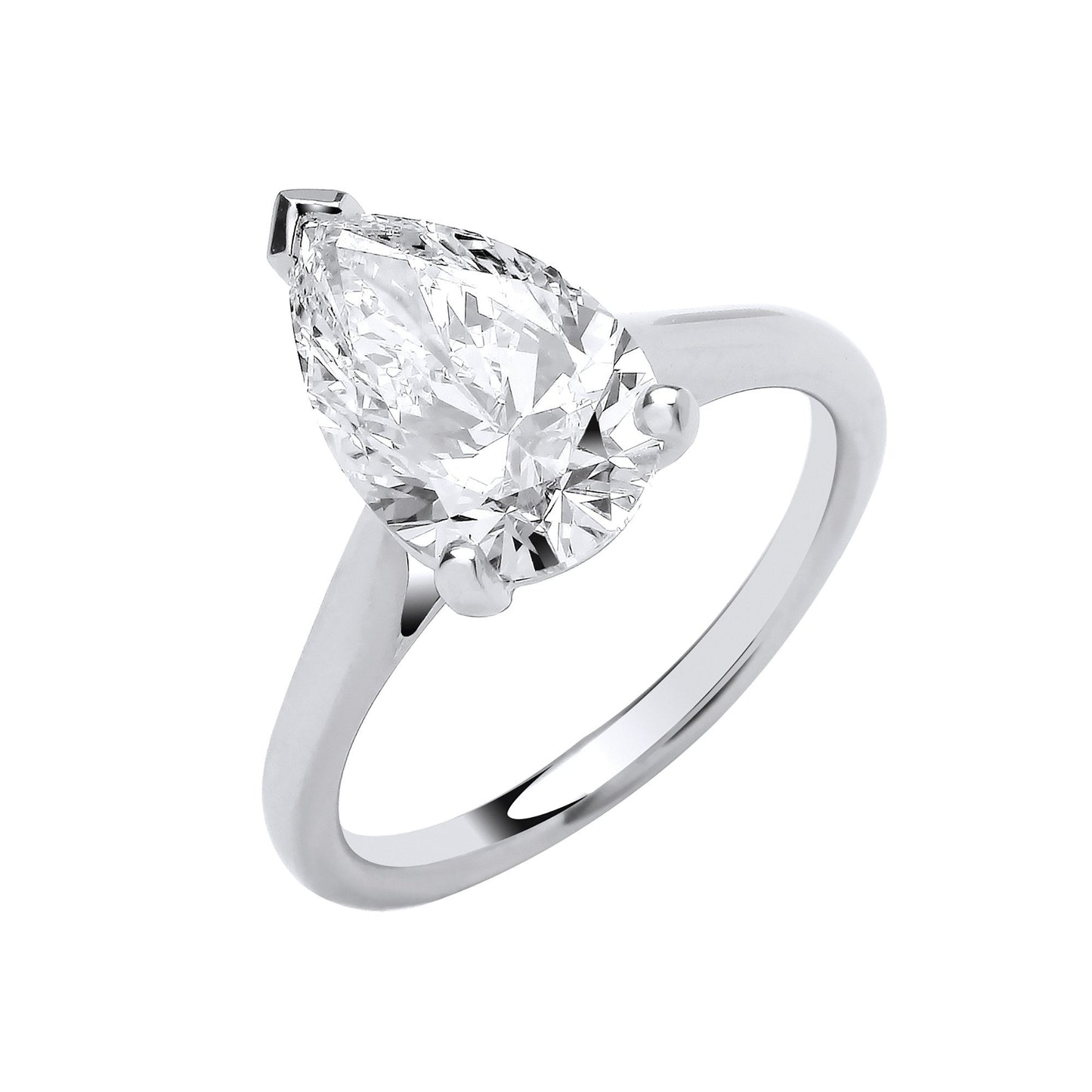 18ct White Gold 3.00ctw Pear Cut Lab Grown Diamond Ring IGI Certified