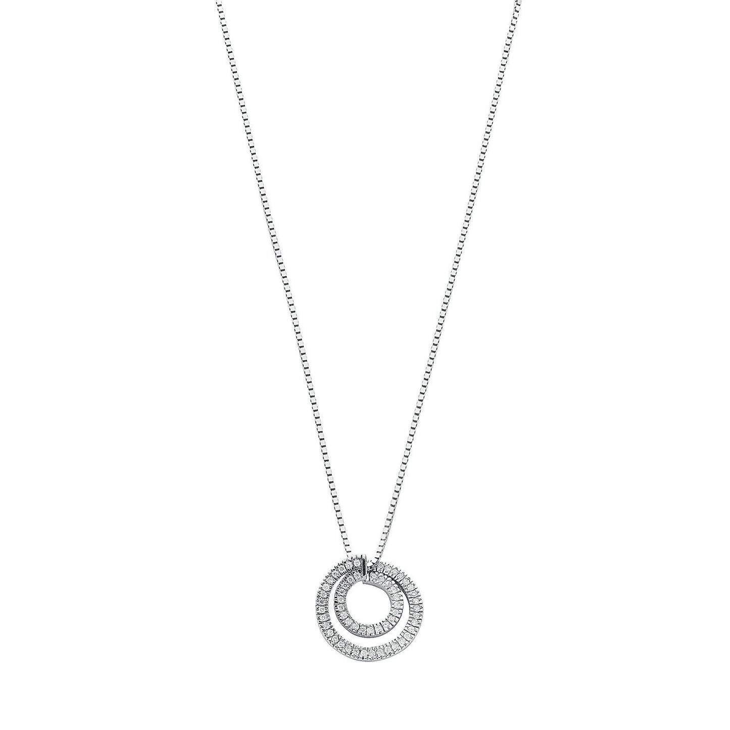 9ct White Gold 0.31ct Diamond Circle Pendant with 18in/45cm Chain