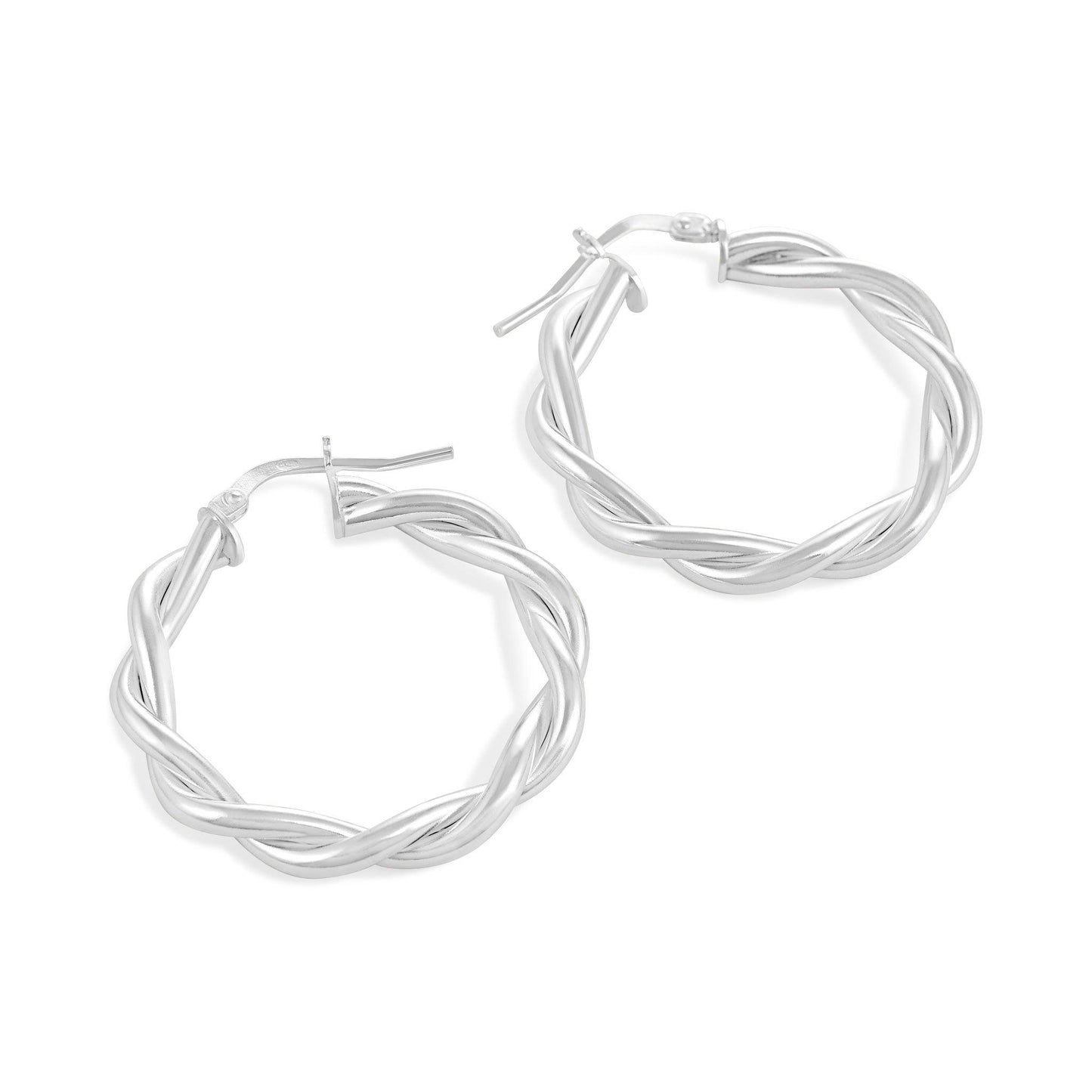 Silver Twist Hoop 25mm Earrings