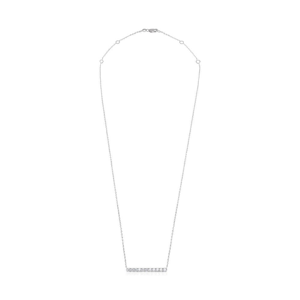 9ct White Gold 0.33ct Diamond Bar Necklace (18in/45cm) Chain