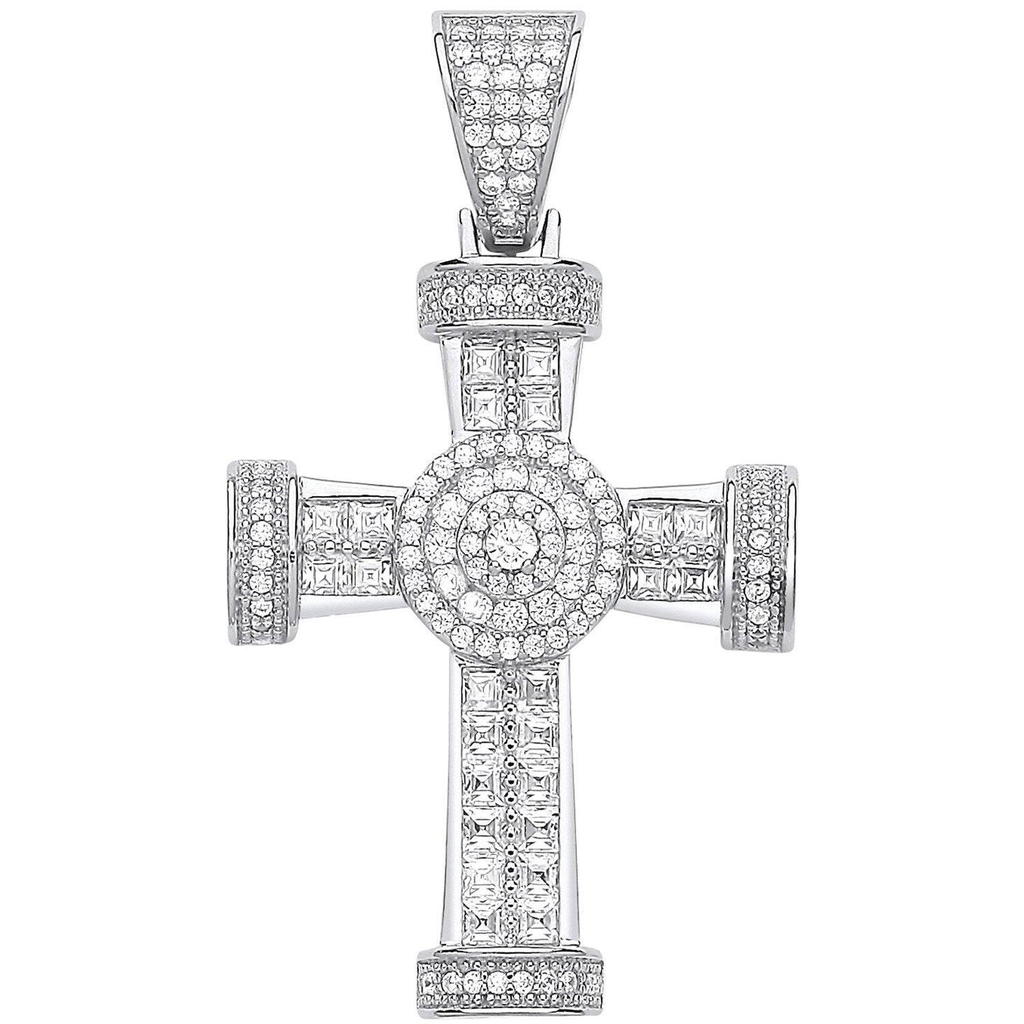Silver Fancy Cubic Zirconia Cross - 9.0g (HNN-FE8604)