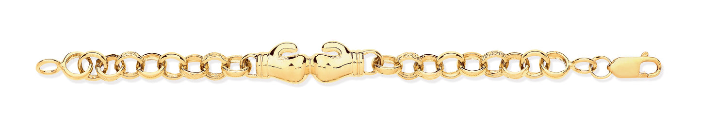 Yellow Gold Belcher Links Boxing Gloves Baby Bracelet