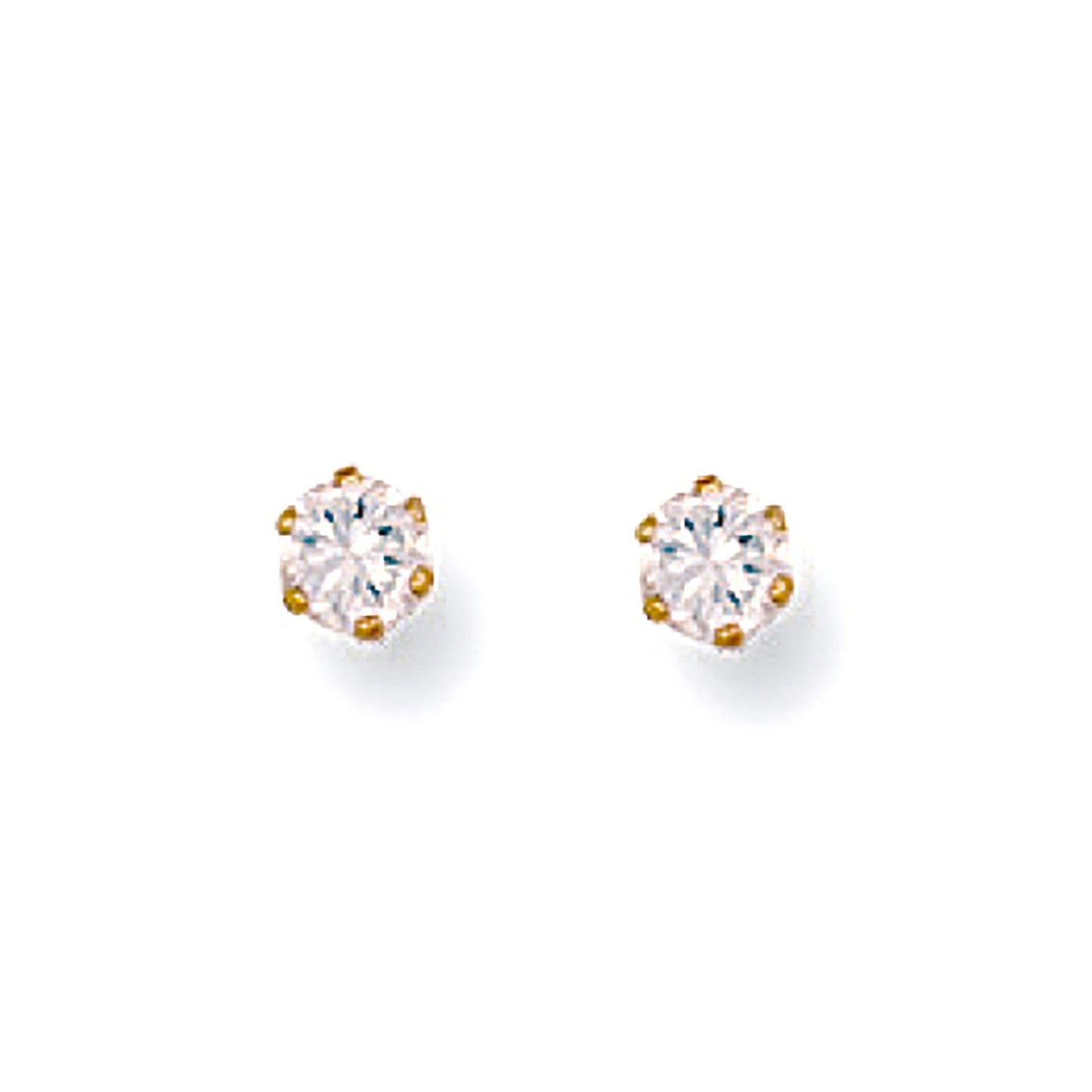9ct Yellow Gold 3mm Claw Set Cubic Zirconia Studs