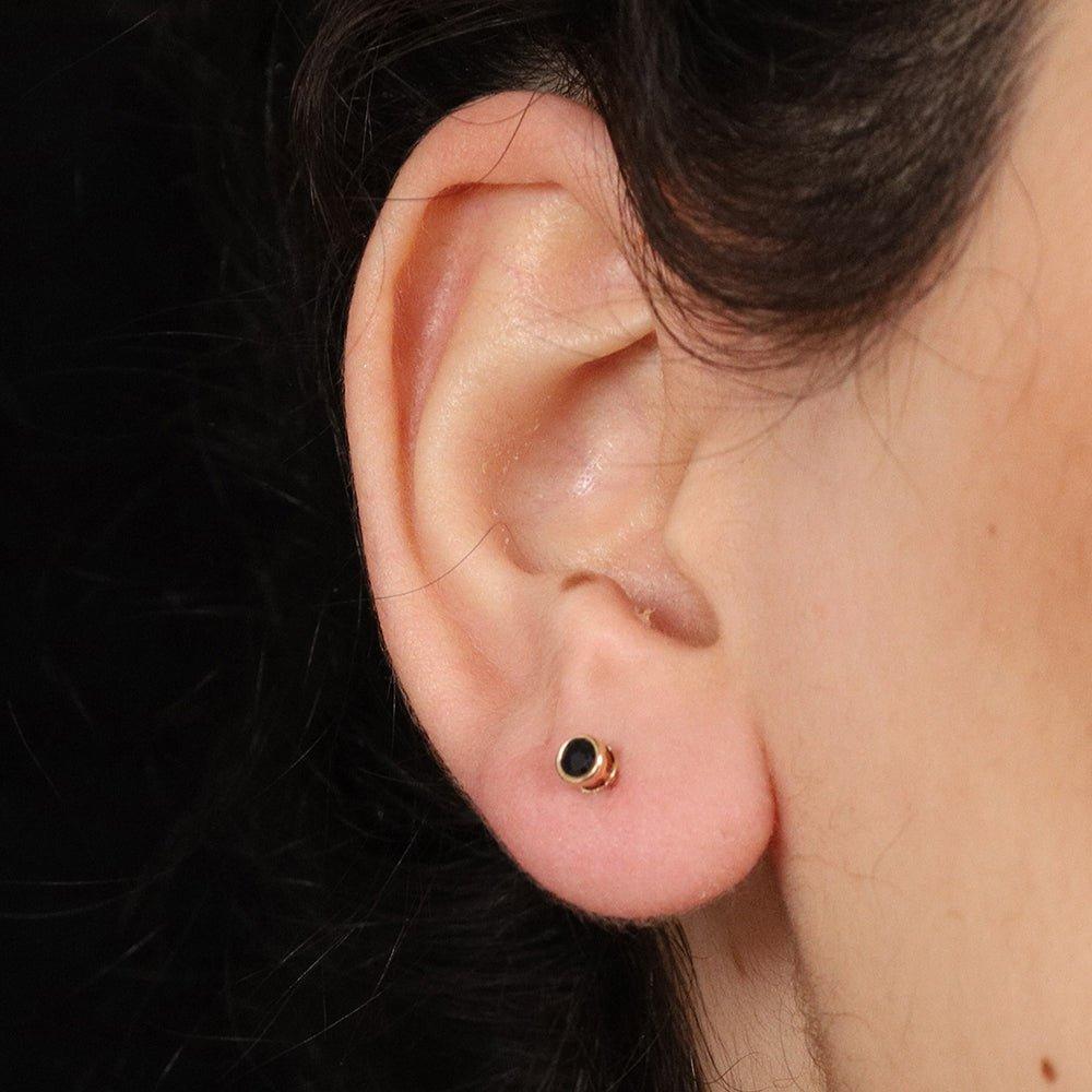 9ct Yellow Gold 3.8mm Black Sapphire Rubover Studs