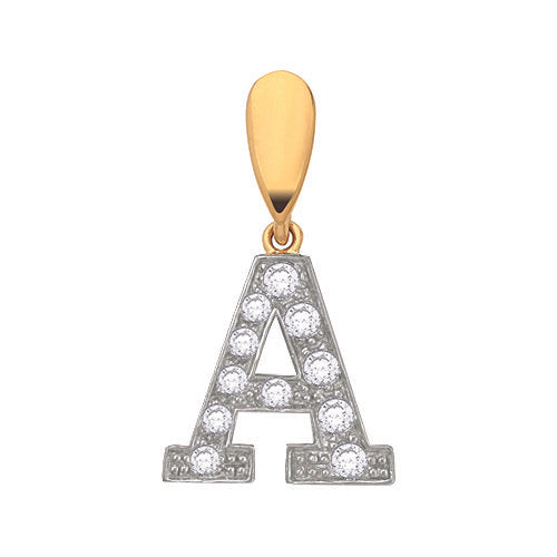 Yellow Gold Large Cubic Zirconia Initial Pendants