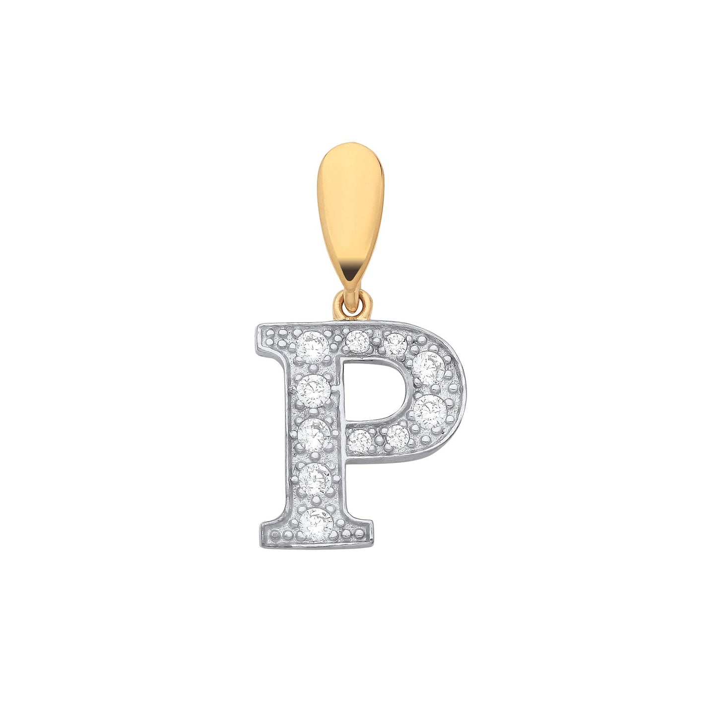 Yellow Gold Large Cubic Zirconia Initial Pendants