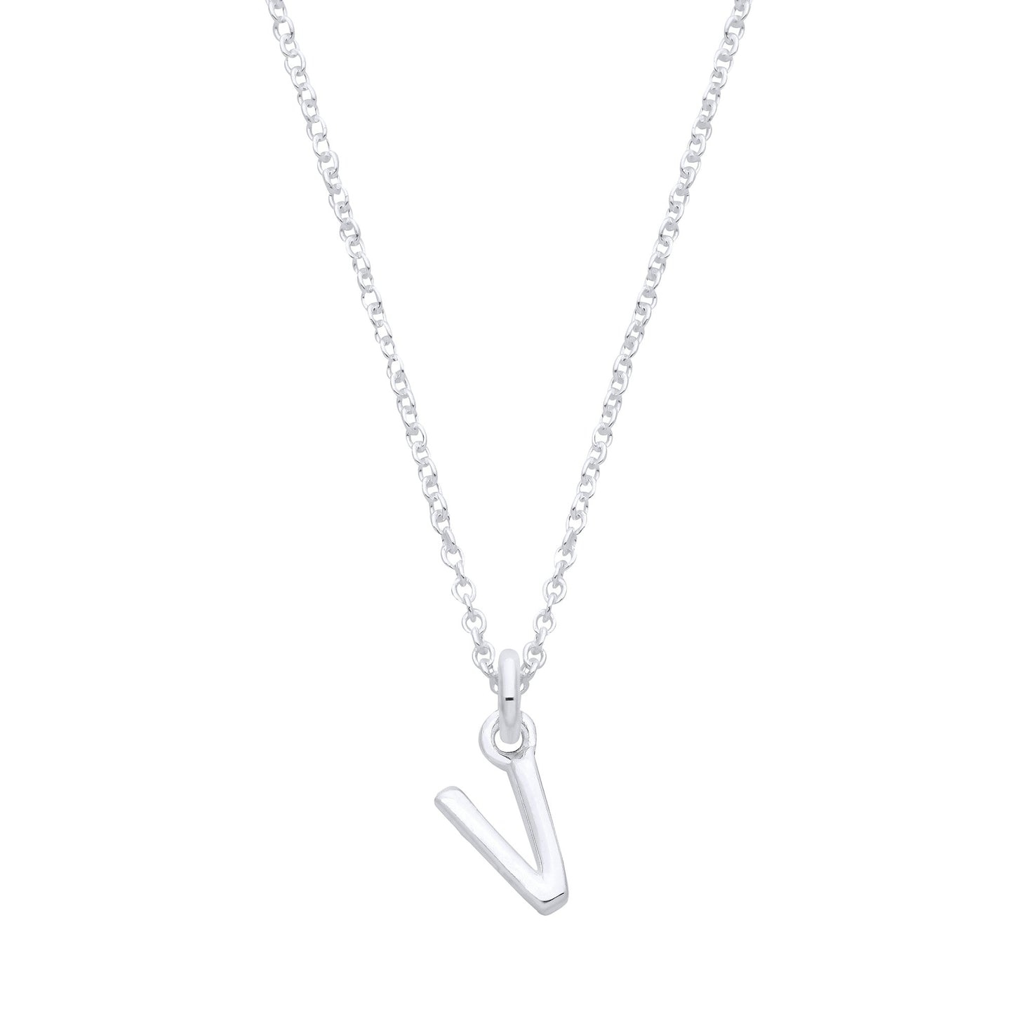Silver Small Plain Initial 16" + 1" Necklace