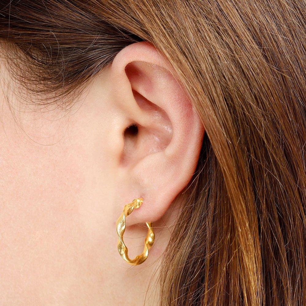 Yellow Gold 21mm Twisted Hoop Earrings - 1.0g