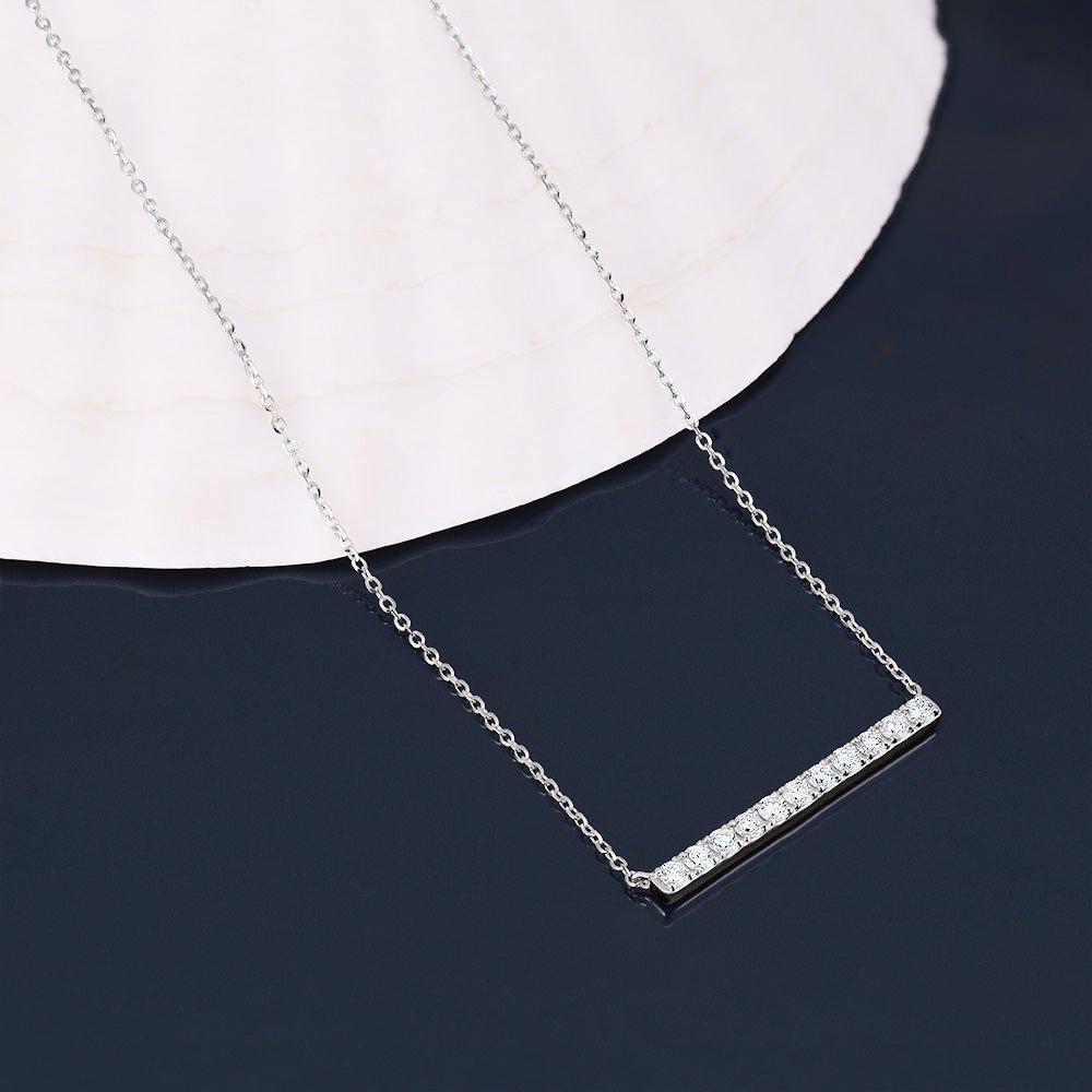 9ct White Gold 0.33ct Diamond Bar Necklace (18in/45cm) Chain