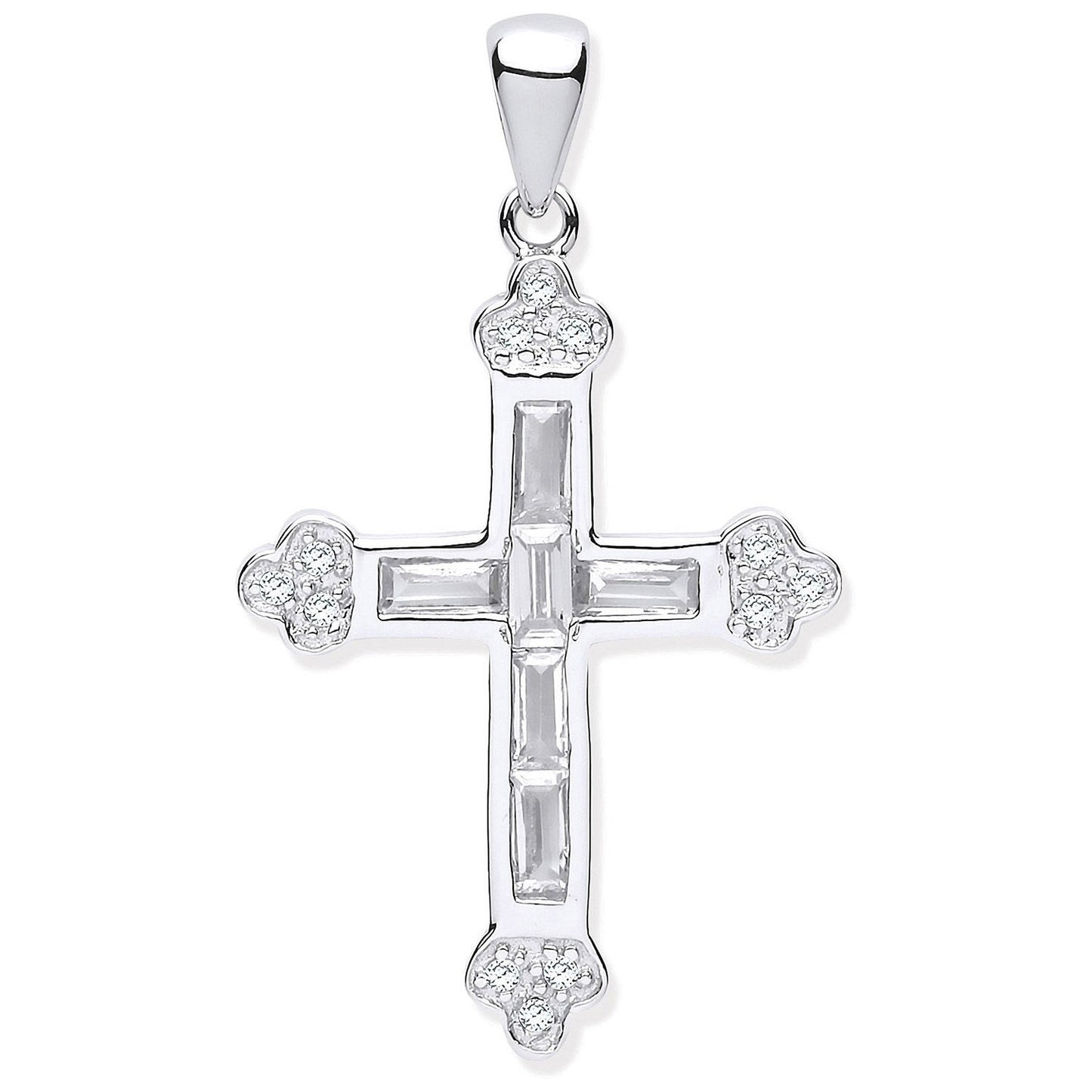 Silver Baguette Cubic Zirconia Cross