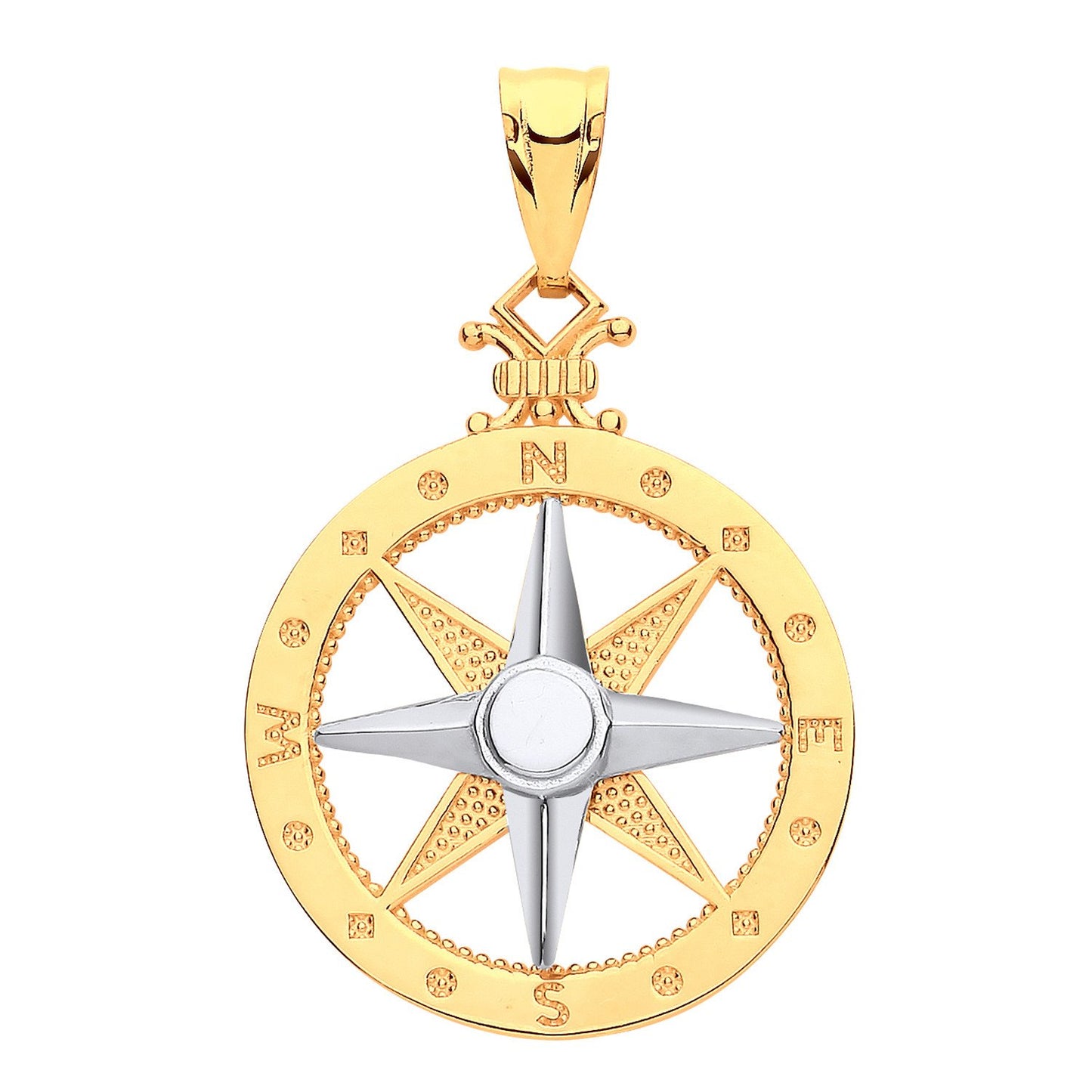 Y White Gold Compass Pendant