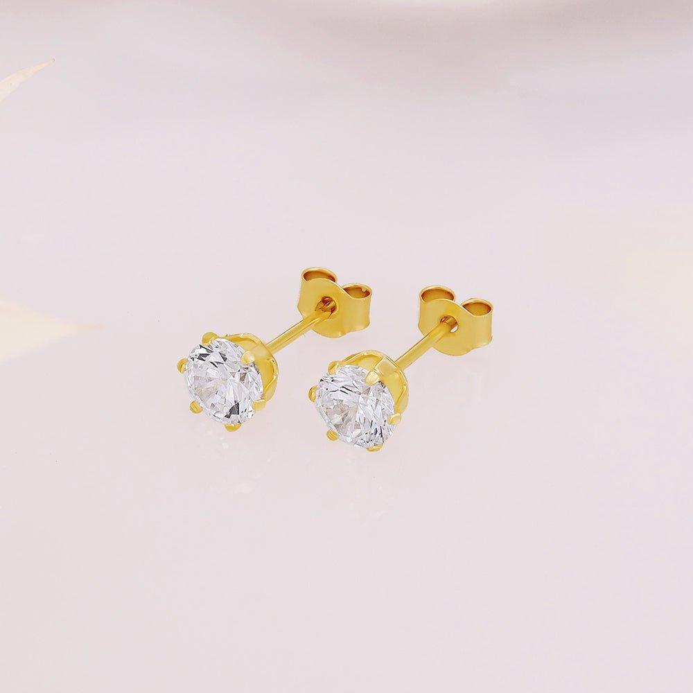 9ct Yellow Gold 4mm Claw Set Cubic Zirconia Studs