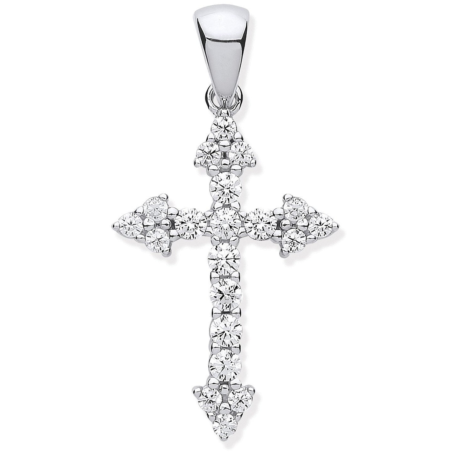 Silver Small Cubic Zirconia Fancy Cross