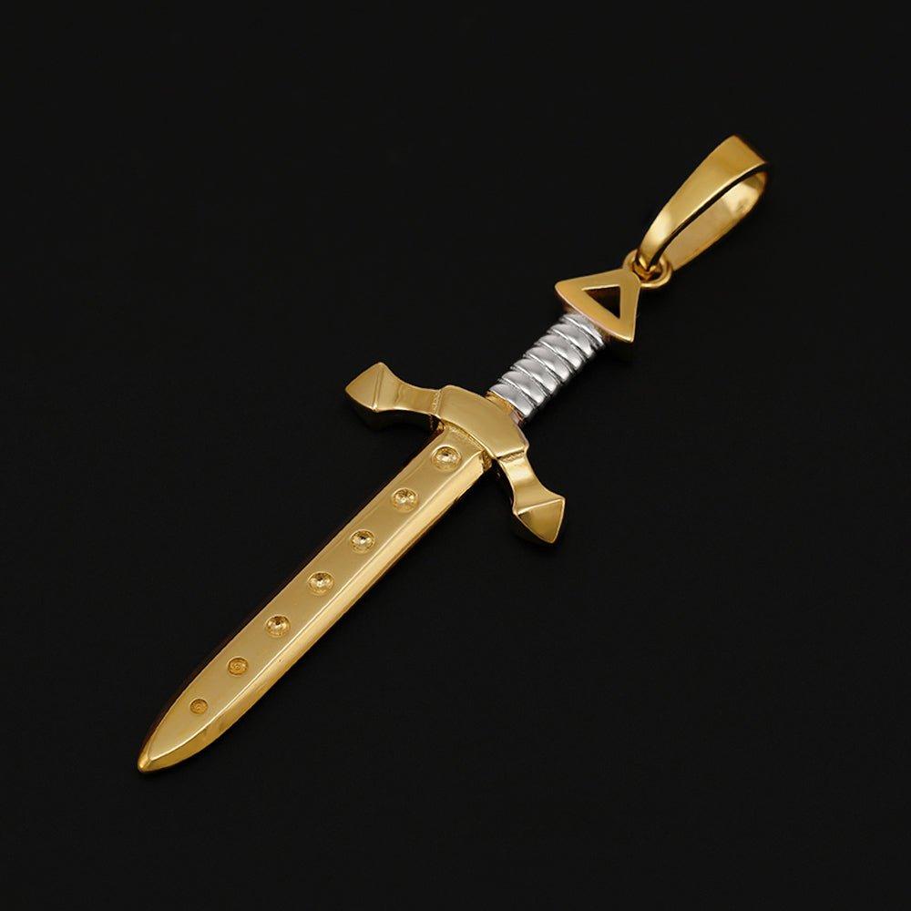 Y White Gold Highland Claymore Sword Pendant