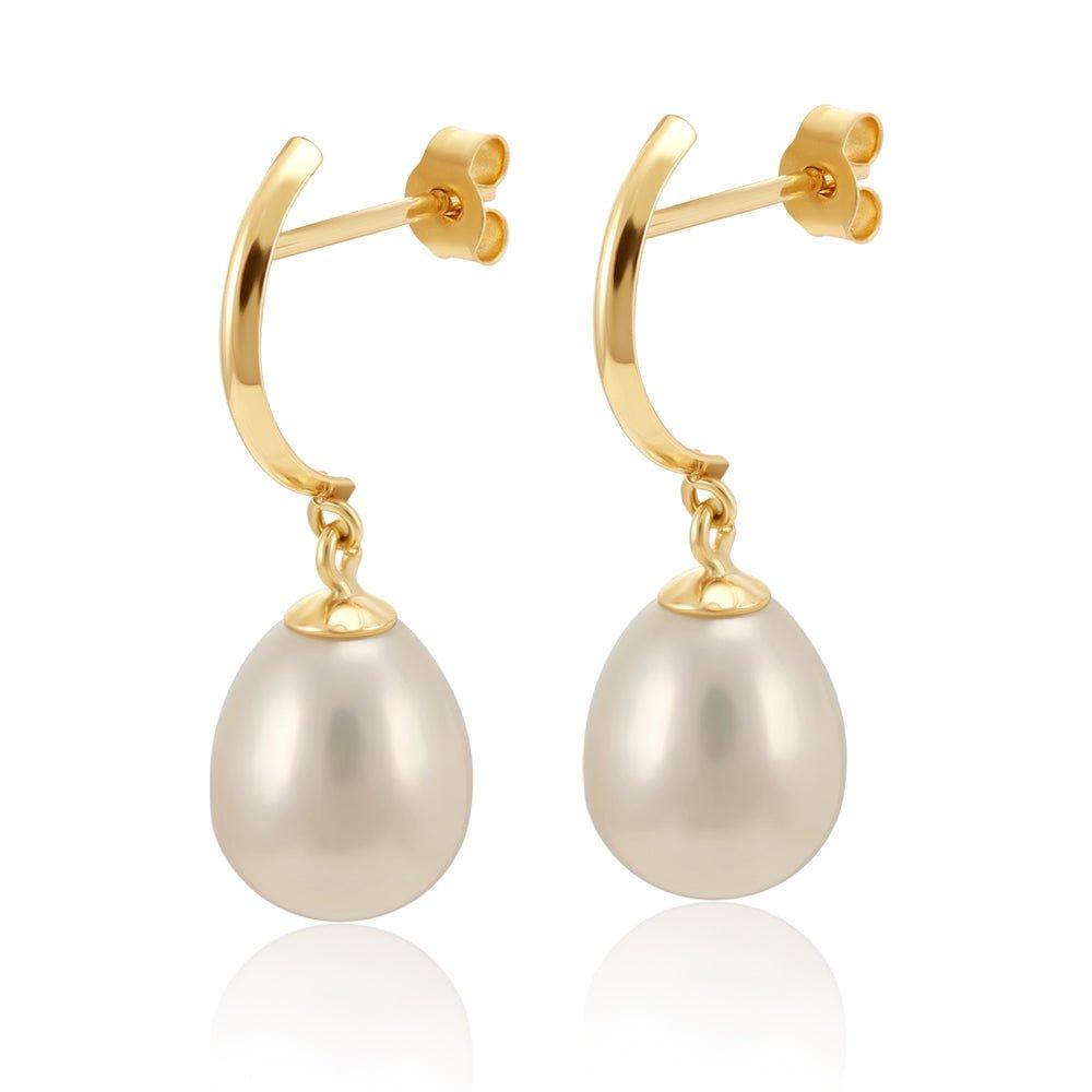 9ct Yellow Gold Freshwater Pearl Drop Studs