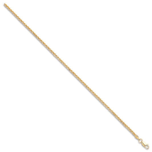 Yellow Gold 2.4mm Hollow Square Spiga Chain/Bracelet