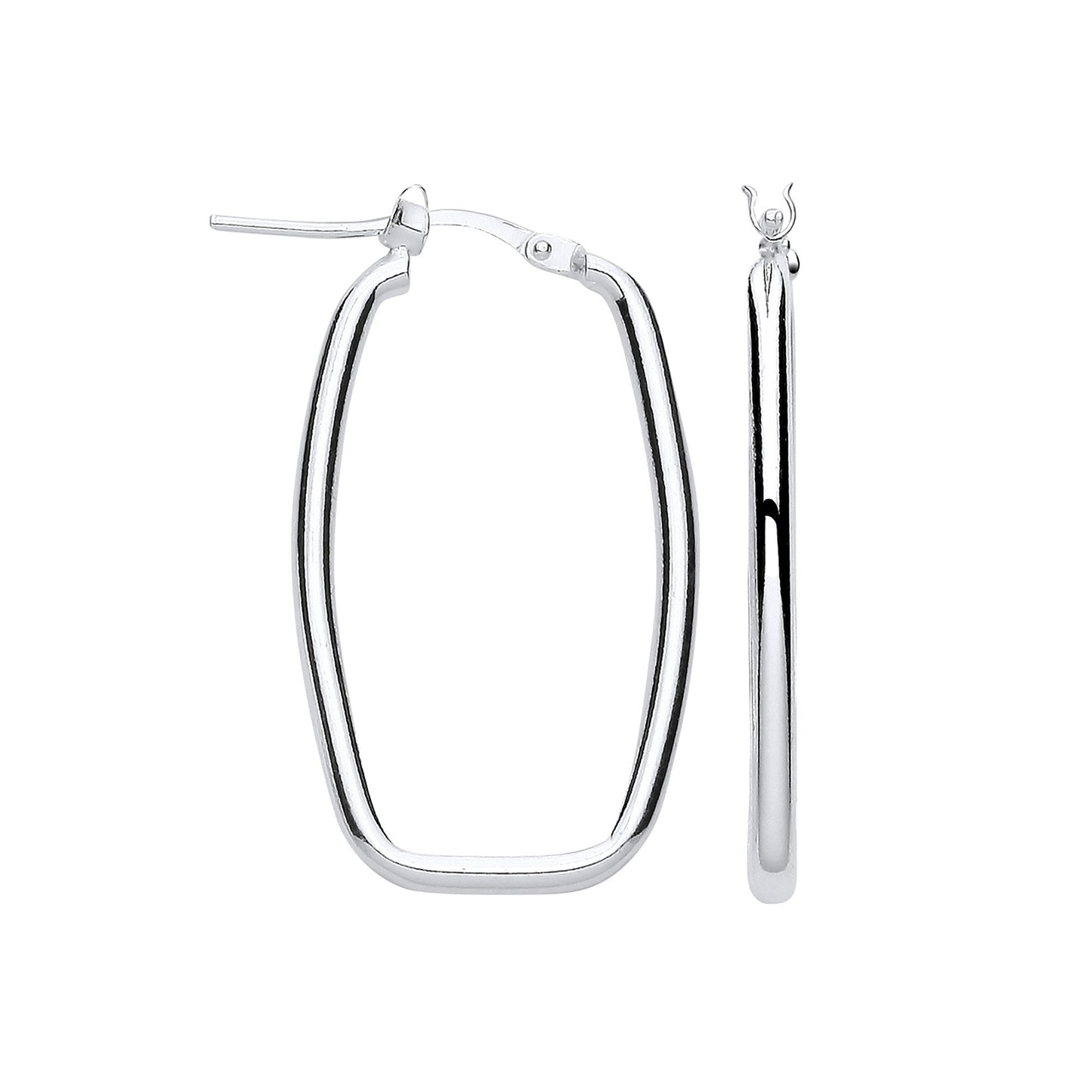 Silver Rectangular Creole Earrings