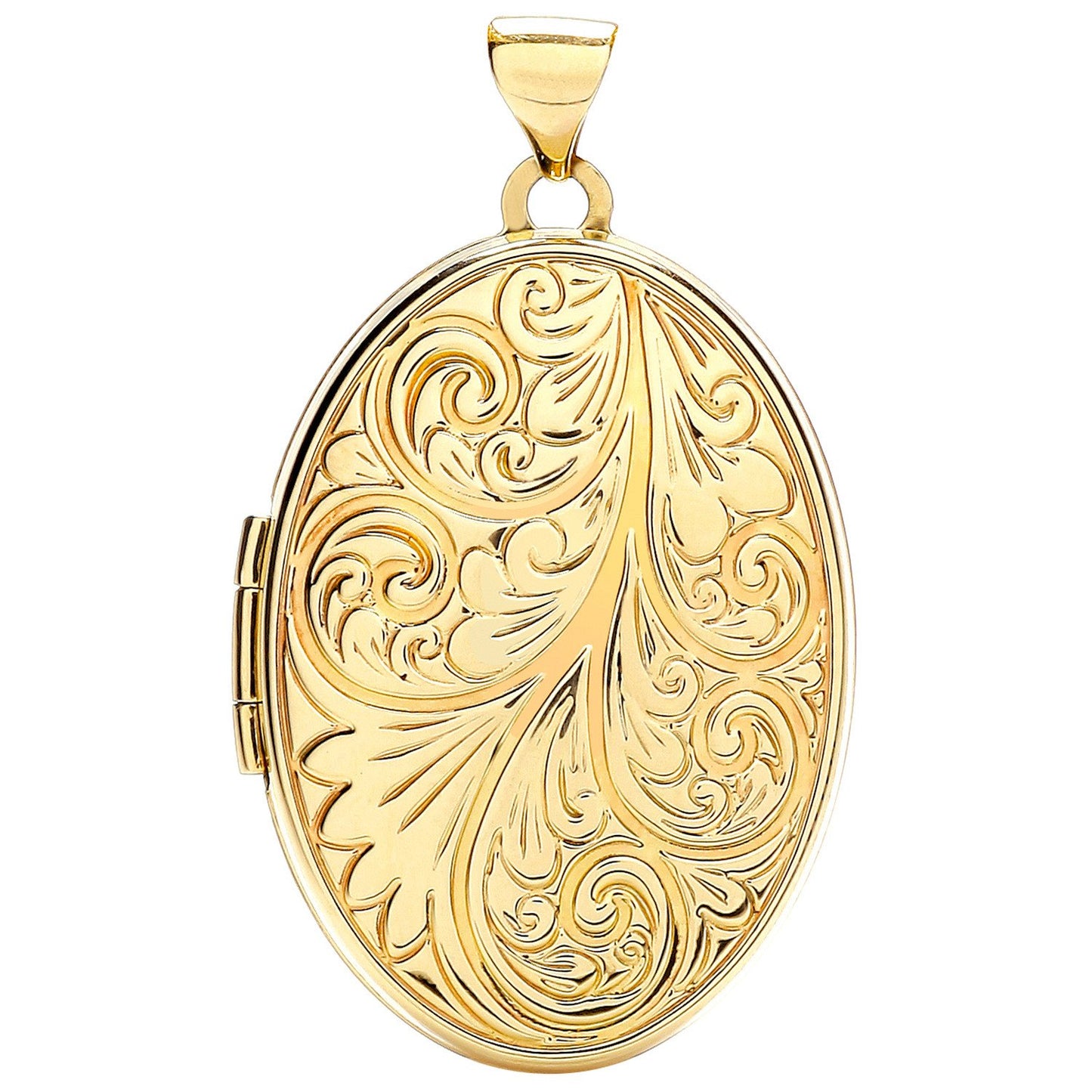 Yellow Gold Oval Locket with Design (HNN-535315)