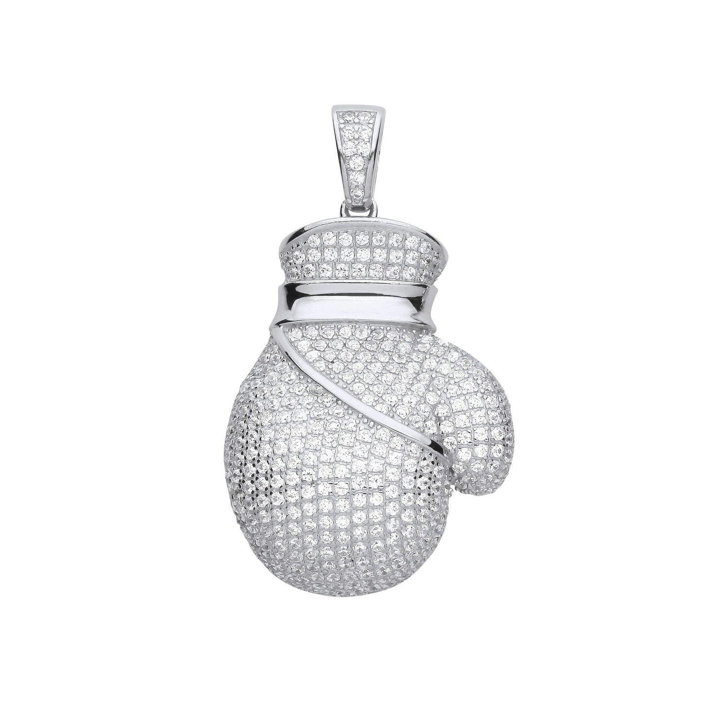 Silver Cubic Zirconia Big Boxing Glove Pendant