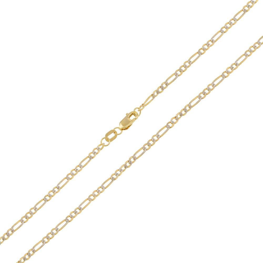 Yellow Gold Rhodium Plated 2.5mm Figaro Chain