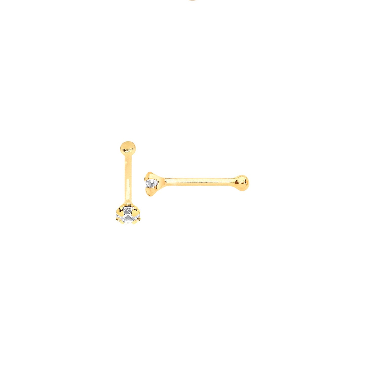 9ct Yellow Gold Claw Set Cubic Zirconia Nose Pin Stud