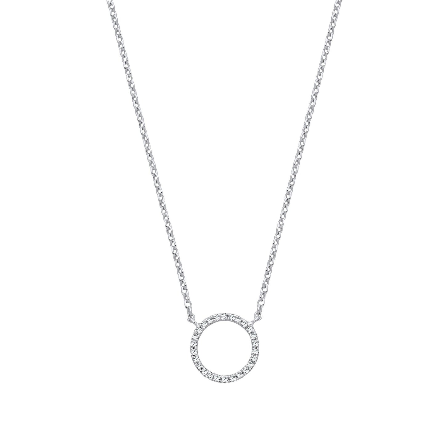 9ct White Gold 0.08ctw Necklace (Chain 17")
