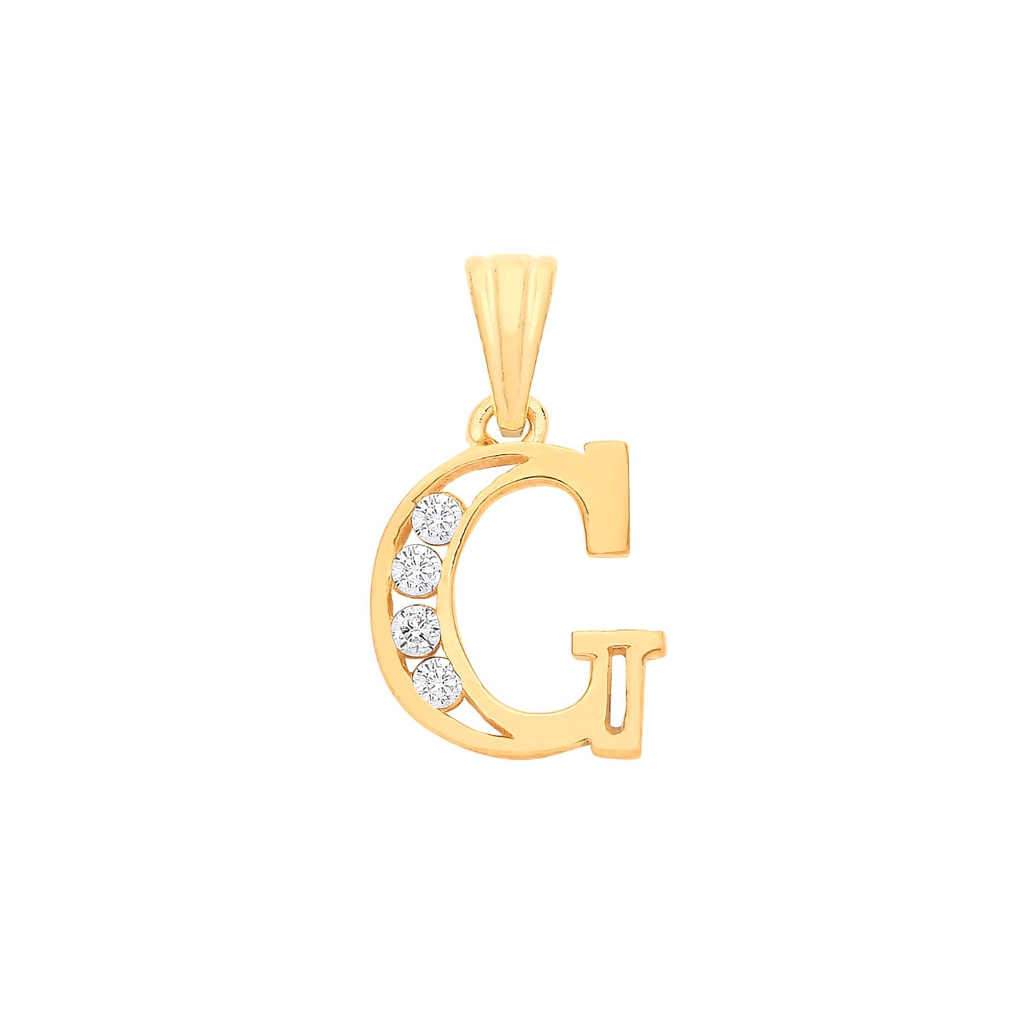 Yellow Gold Channel Set Cubic Zirconia Initial Pendants
