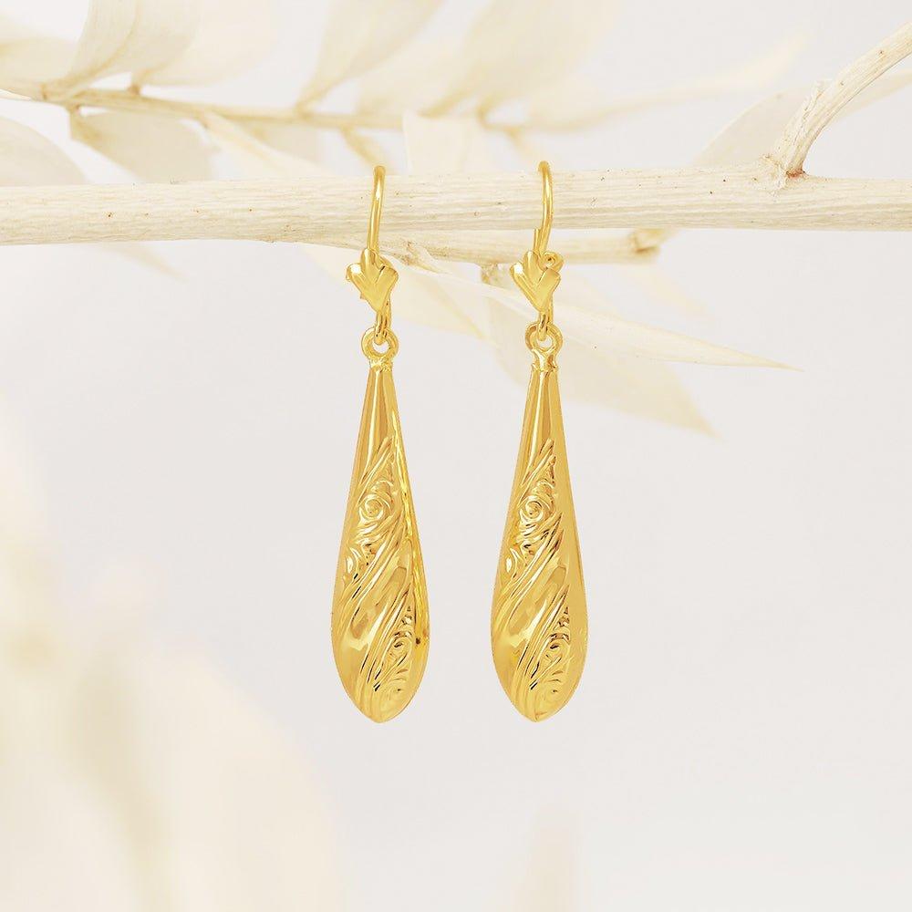 Yellow Gold Patterned Drops - 1.6g