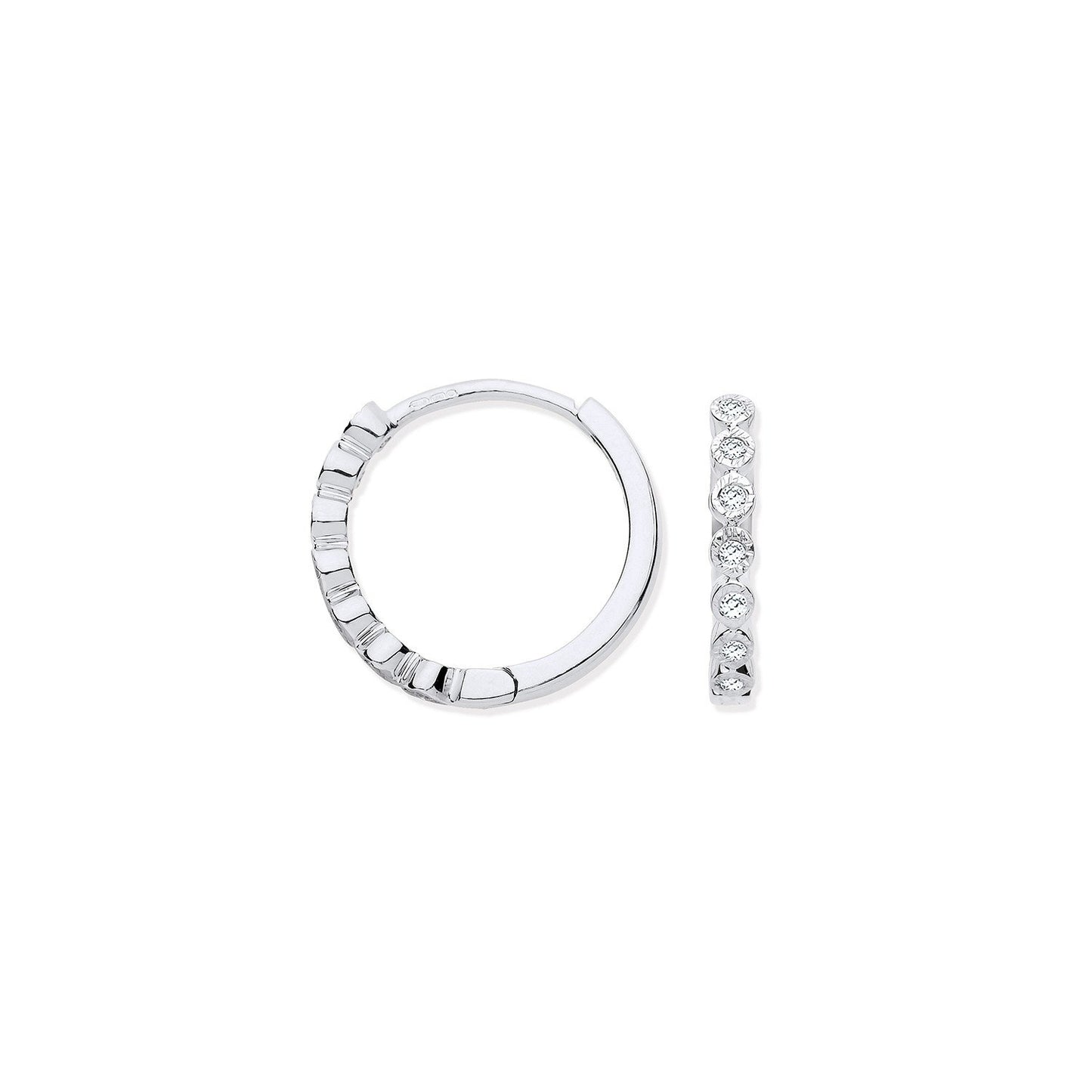 9ct White Gold Round 0.10ctw Diamond Hoops (HNN-C8021D)
