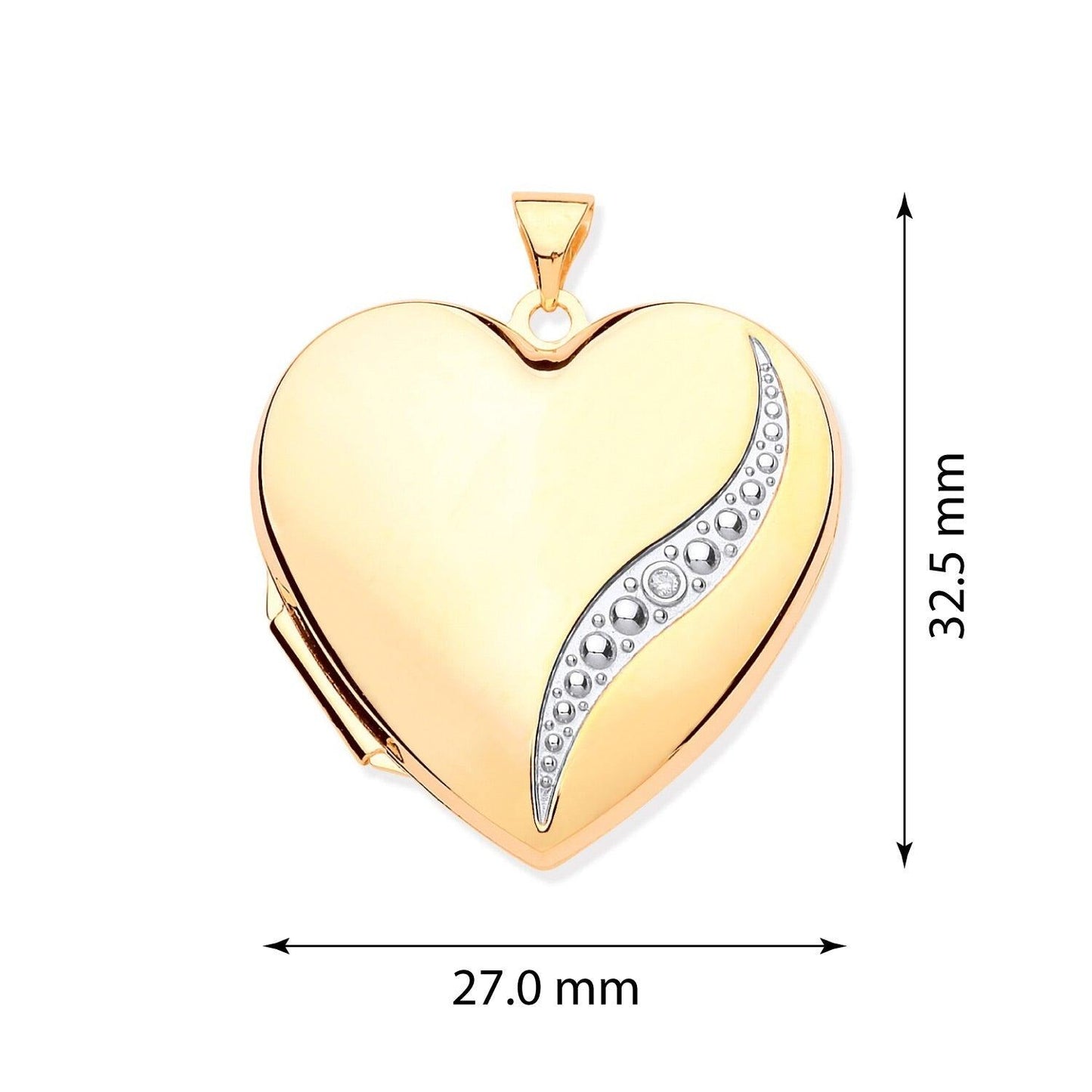 Yellow Gold Large Heart Shape Locket with Diamond