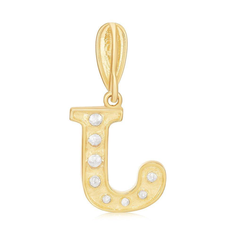 Yellow Gold Large Cubic Zirconia Initial Pendants