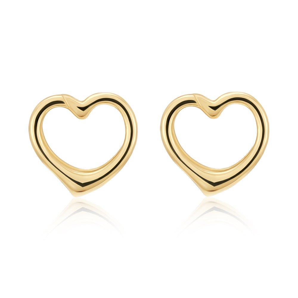 9ct Yellow Gold Open Heart Studs