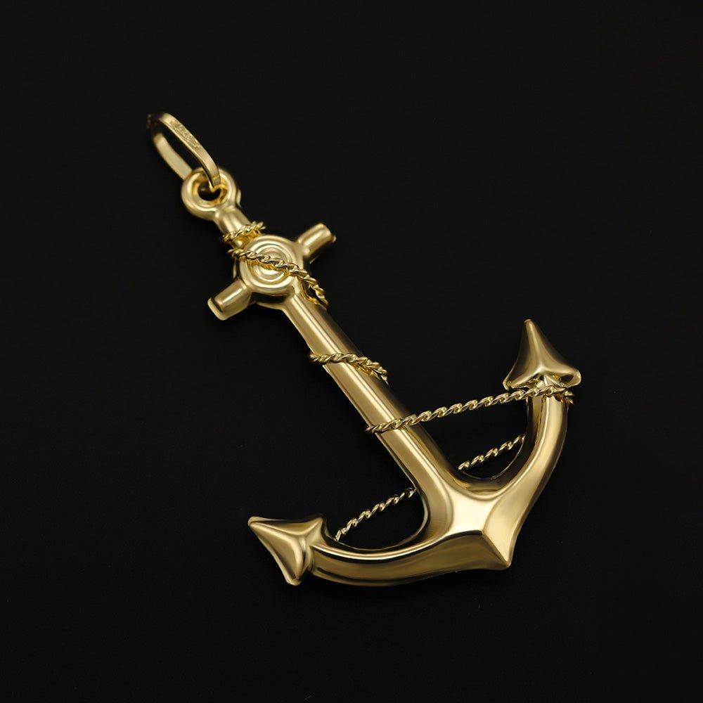 Yellow Gold Anchor Pendant - 25mm