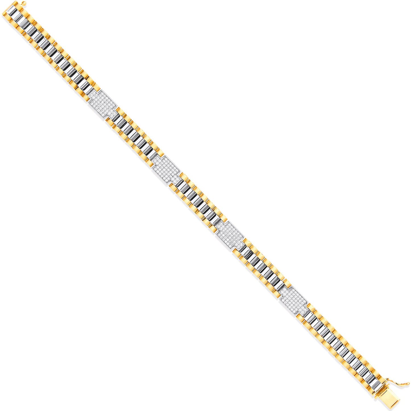 Yellow & White Gold 8mm Fancy Link Cubic Zirconia Baby/Ladies/Gents Bracelet