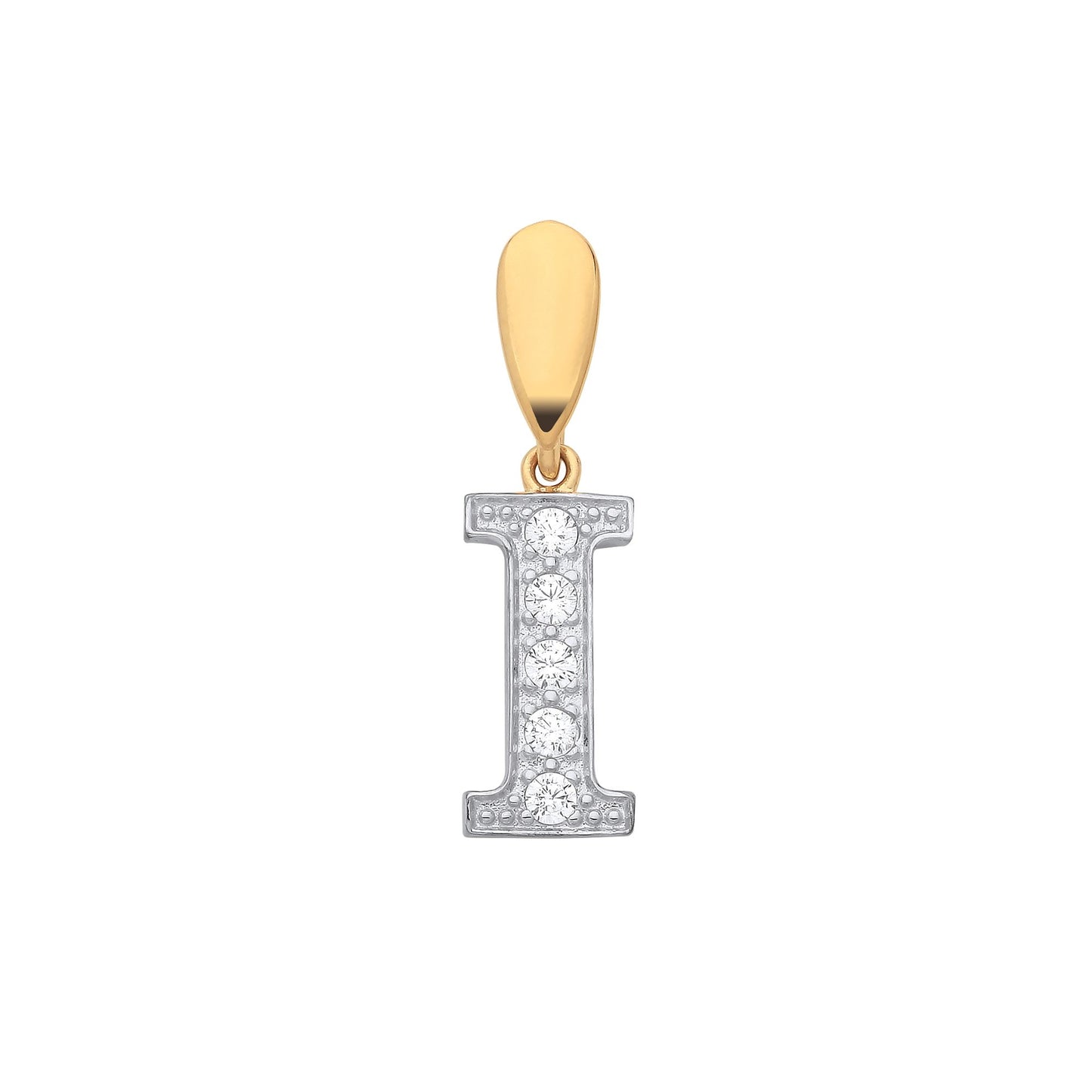 Yellow Gold Large Cubic Zirconia Initial Pendants