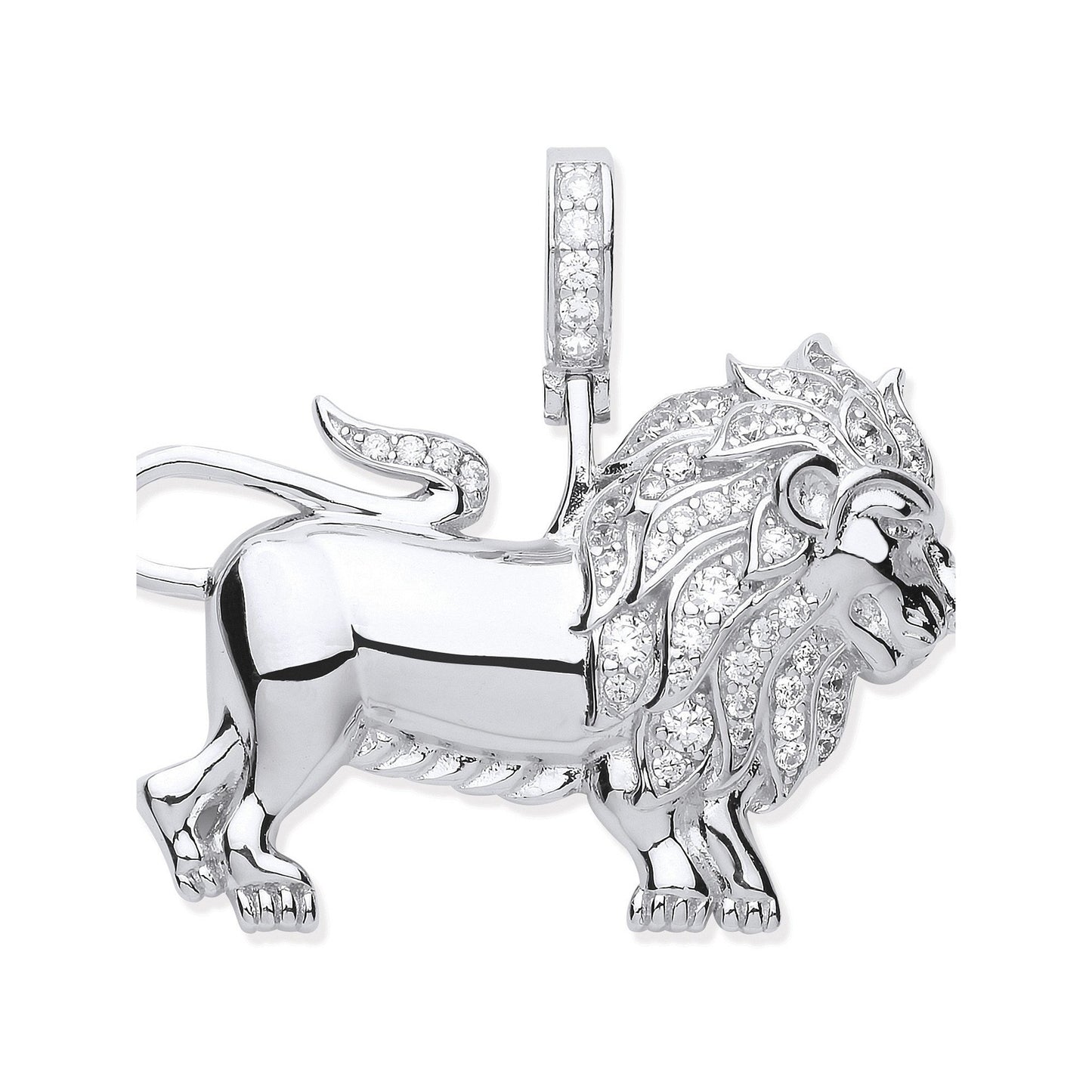 Silver Cubic Zirconia Lion Pendant
