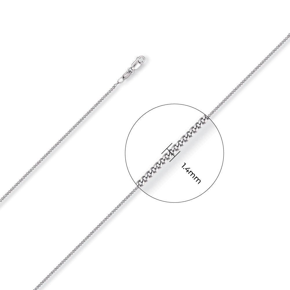 18ct White Gold 1.4mm Curb Chain