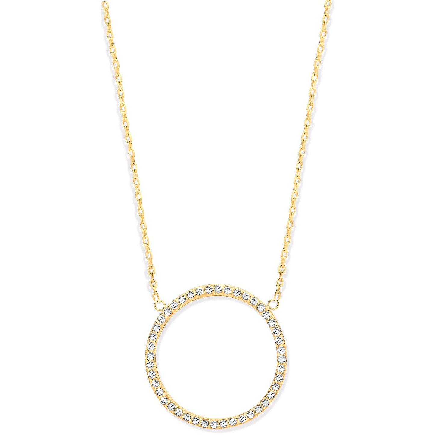 9ct Yellow Gold Circle of Life Cubic Zirconia Pendant 17" Chain