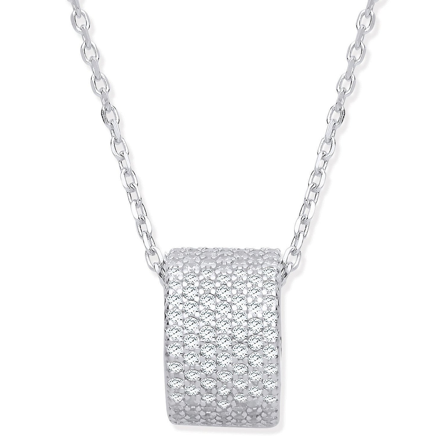 Silver Little Full Eternity Cubic Zirconia Ring on a 16" Chain